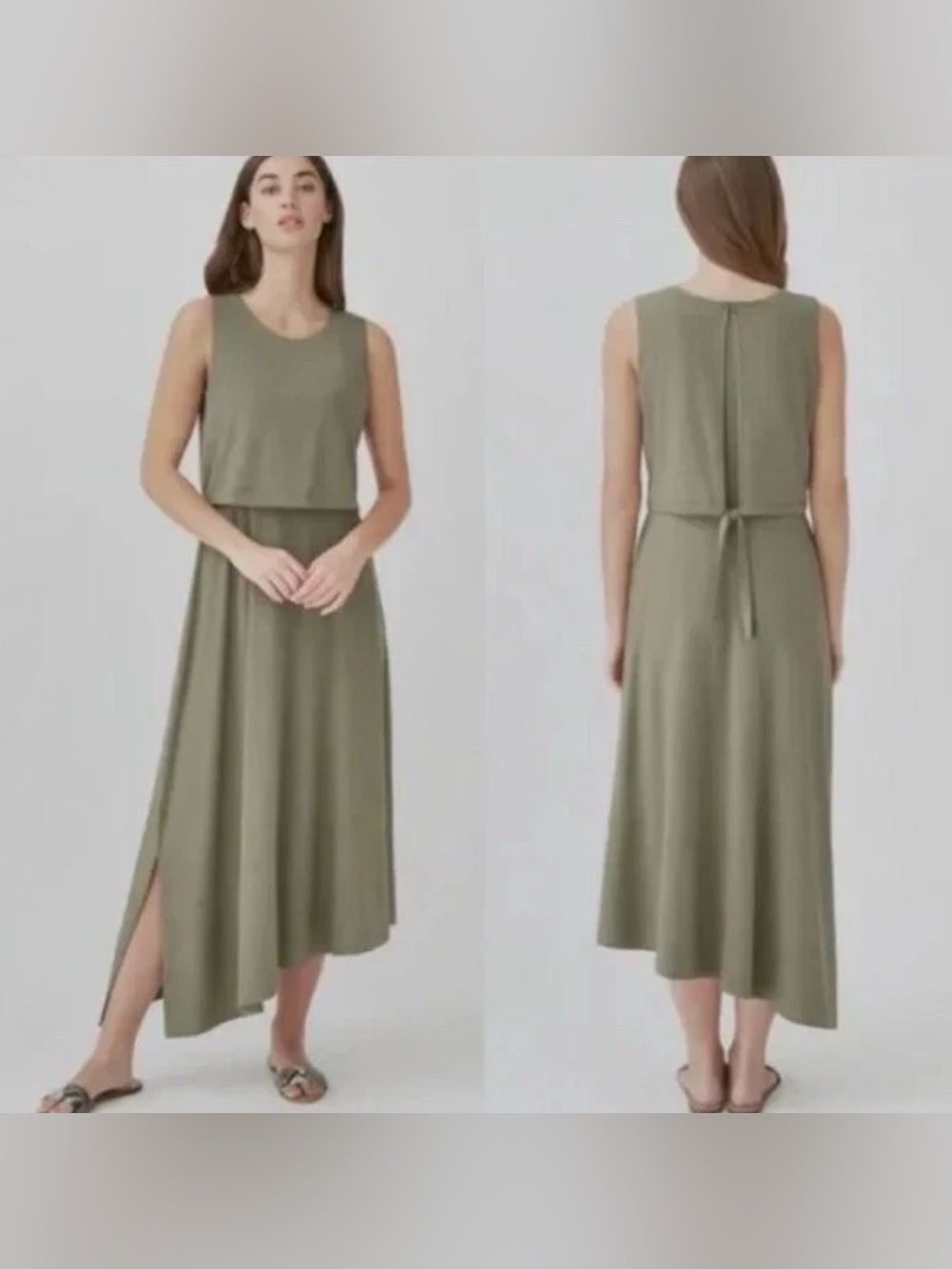 Cuyana Asymmetrical Overlay Tie-Back Dress, Small